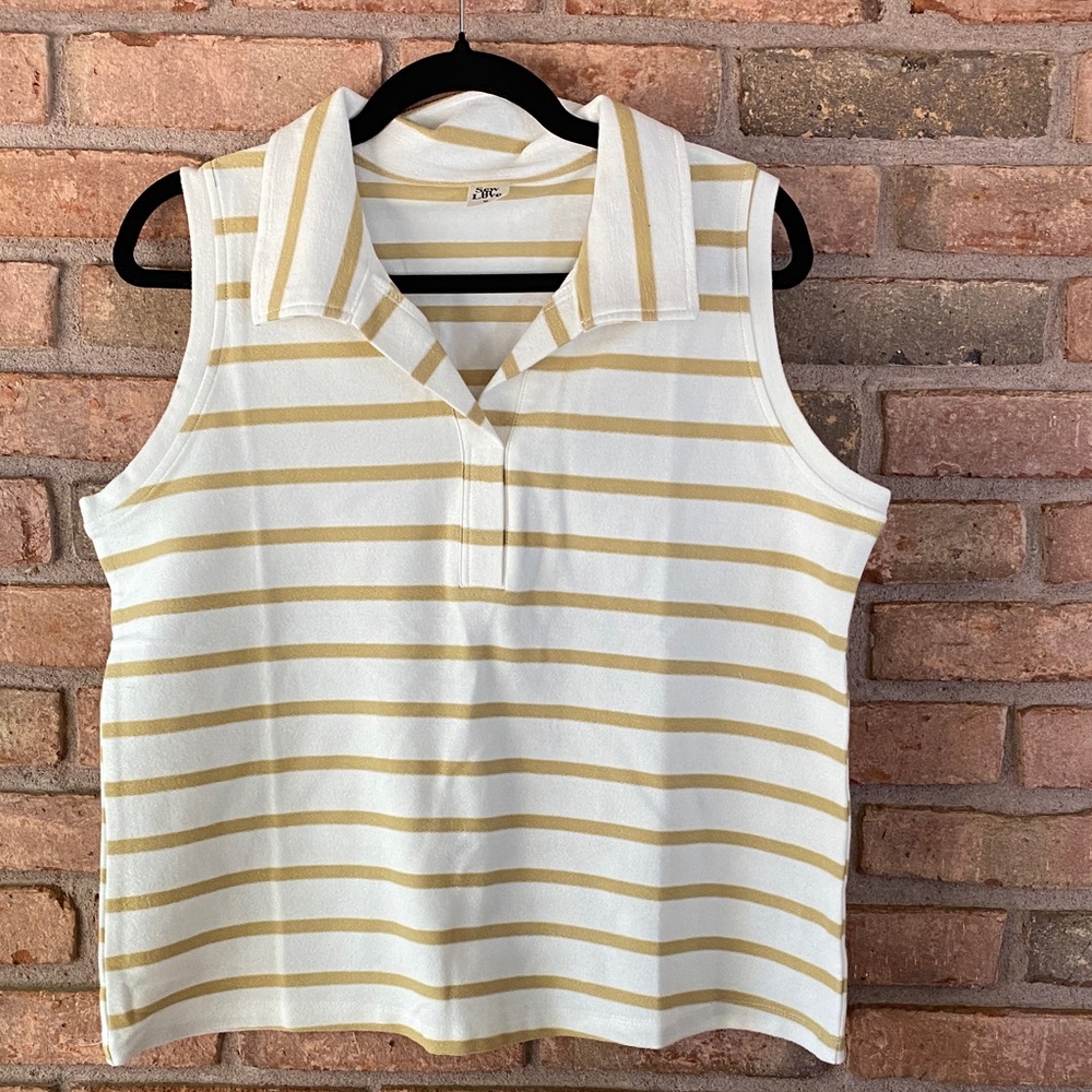 Sew In Love Cream and Tan Striped Tank Top